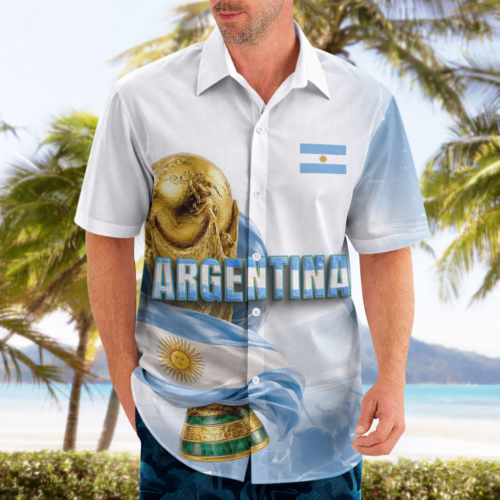 Personalized Argentina Football Champion Trophy Hawaiian Shirt Flag Soccer Fan Graphic
