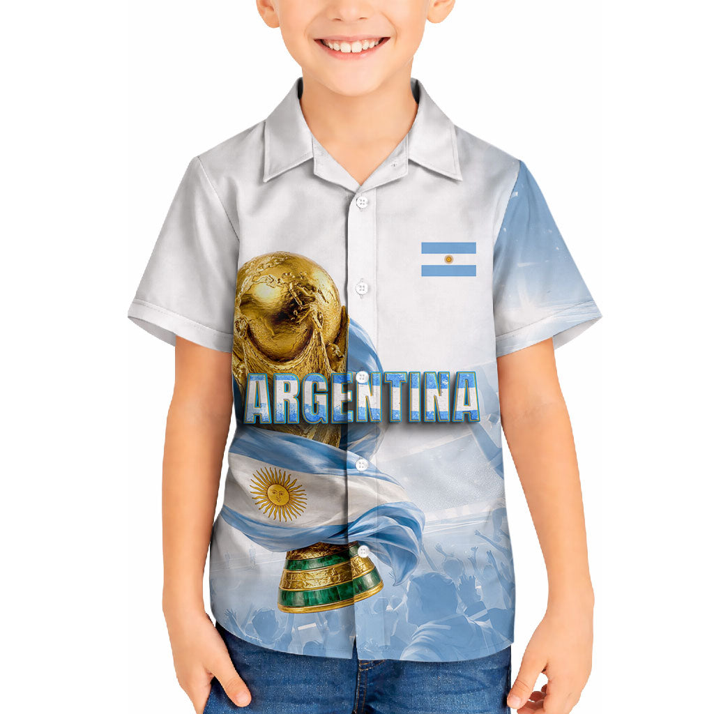 Personalized Argentina Football Champion Trophy Hawaiian Shirt Flag Soccer Fan Graphic