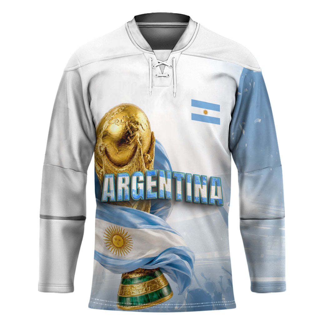 Personalized Argentina Football Champion Trophy Hockey Jersey Flag Soccer Fan Graphic