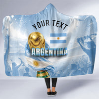 Personalized Argentina Football Champion Trophy Hooded Blanket Flag Soccer Fan Graphic