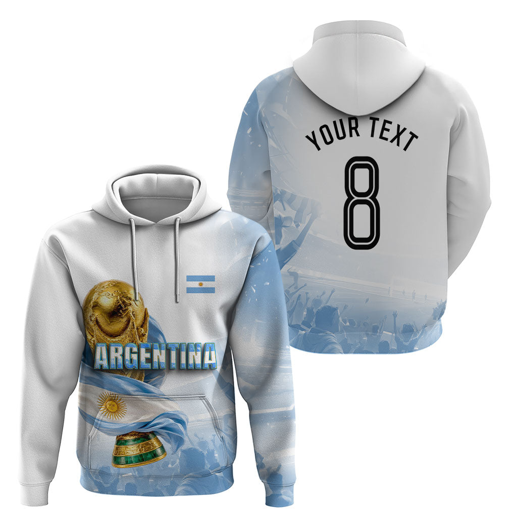 Personalized Argentina Football Champion Trophy Hoodie Flag Soccer Fan Graphic