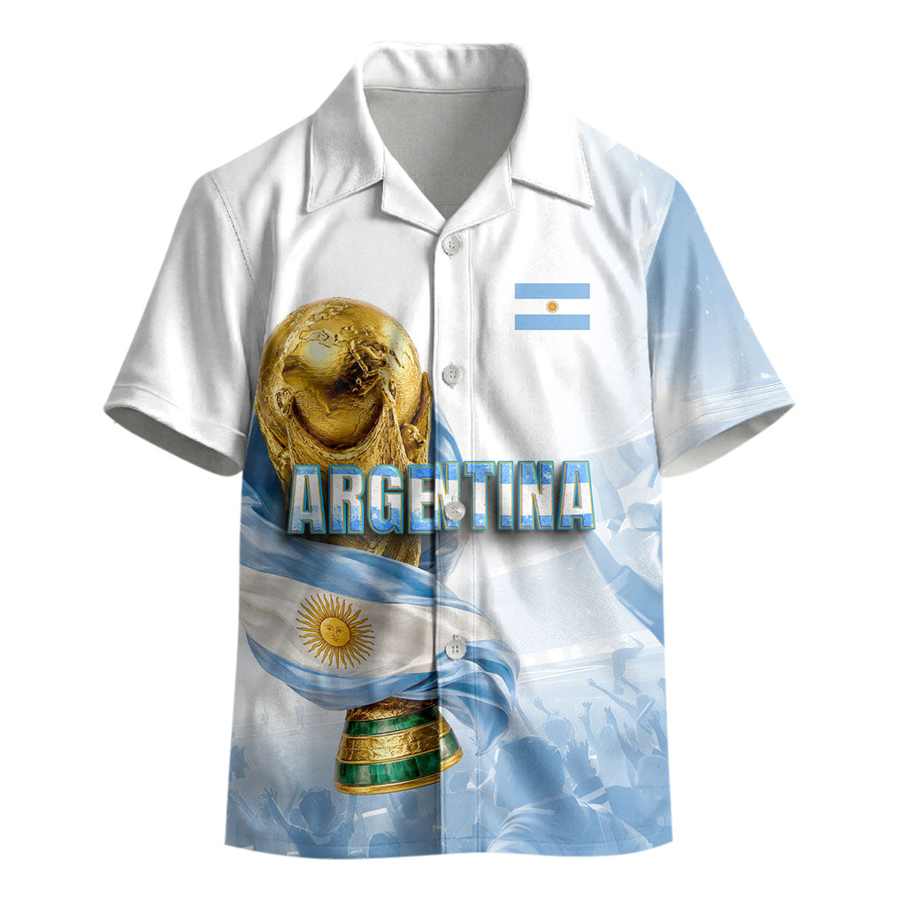 Personalized Argentina Football Champion Trophy Kid Hawaiian Shirt Flag Soccer Fan Graphic