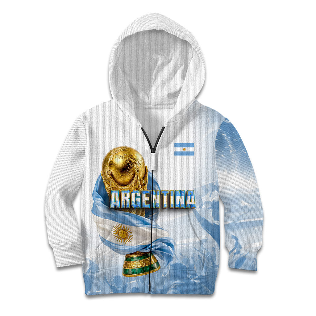 Personalized Argentina Football Champion Trophy Kid Hoodie Flag Soccer Fan Graphic