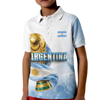 Personalized Argentina Football Champion Trophy Kid Polo Shirt Flag Soccer Fan Graphic