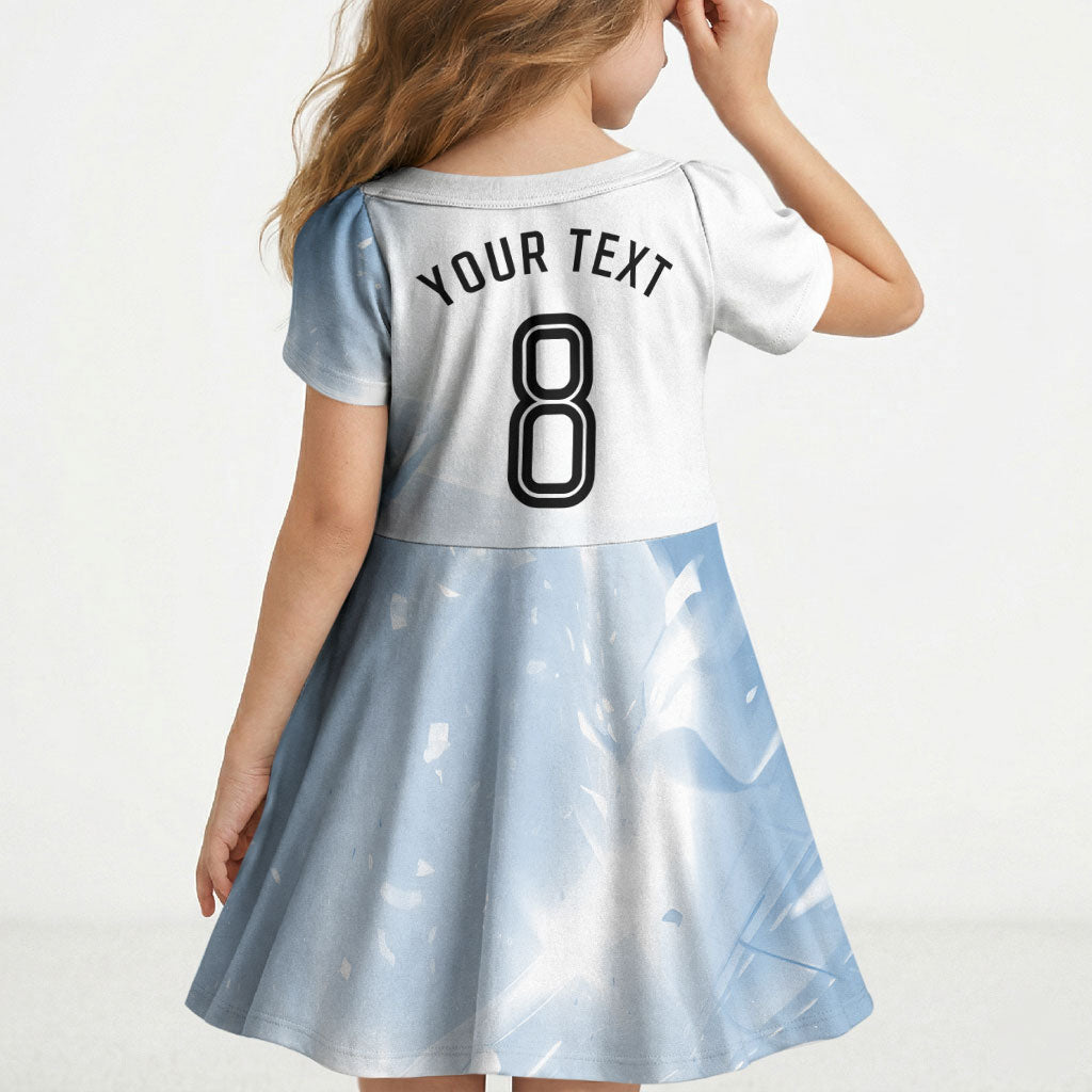 Personalized Argentina Football Champion Trophy Kid Short Sleeve Dress Flag Soccer Fan Graphic