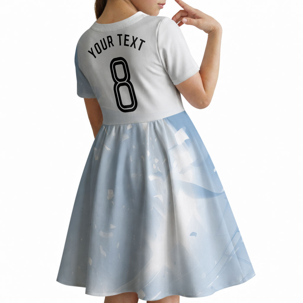 Personalized Argentina Football Champion Trophy Kid Short Sleeve Dress Flag Soccer Fan Graphic