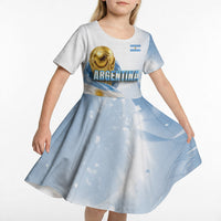 Personalized Argentina Football Champion Trophy Kid Short Sleeve Dress Flag Soccer Fan Graphic