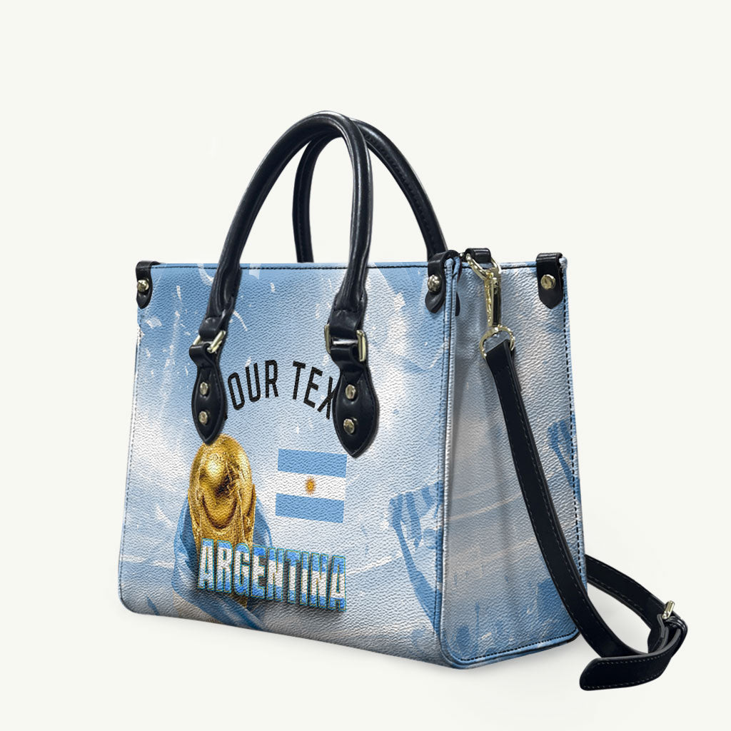 Personalized Argentina Football Champion Trophy Leather Bag Flag Soccer Fan Graphic