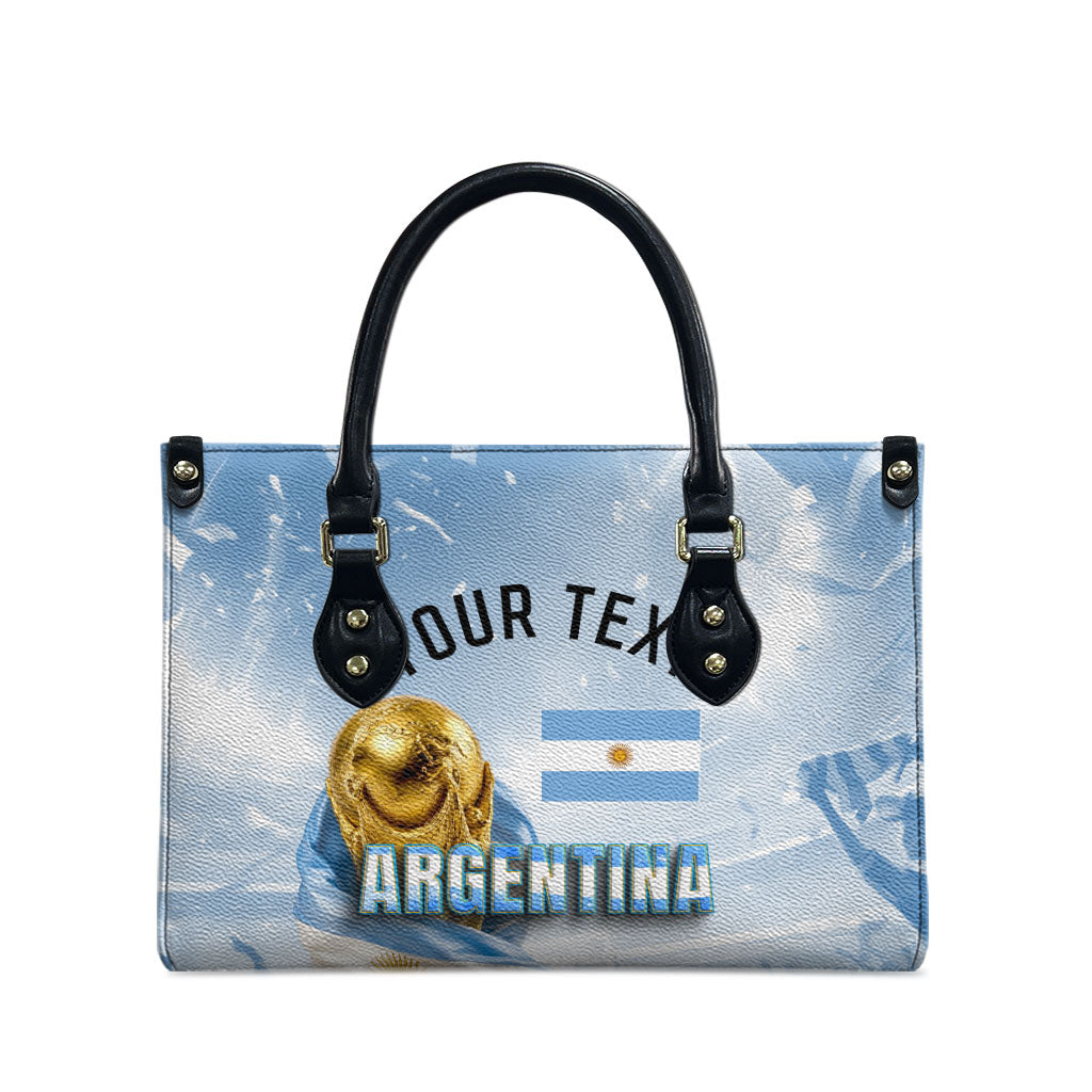 Personalized Argentina Football Champion Trophy Leather Bag Flag Soccer Fan Graphic