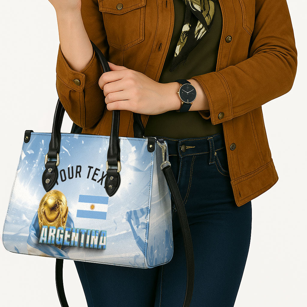 Personalized Argentina Football Champion Trophy Leather Bag Flag Soccer Fan Graphic