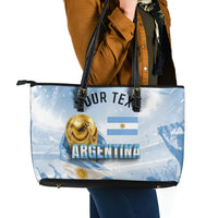 Personalized Argentina Football Champion Trophy Leather Tote Bag Flag Soccer Fan Graphic