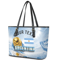 Personalized Argentina Football Champion Trophy Leather Tote Bag Flag Soccer Fan Graphic