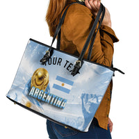 Personalized Argentina Football Champion Trophy Leather Tote Bag Flag Soccer Fan Graphic