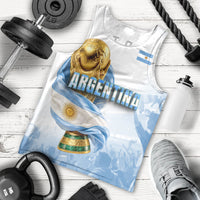 Personalized Argentina Football Champion Trophy Men Tank Top Flag Soccer Fan Graphic