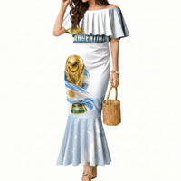 Personalized Argentina Football Champion Trophy Mermaid Dress Flag Soccer Fan Graphic