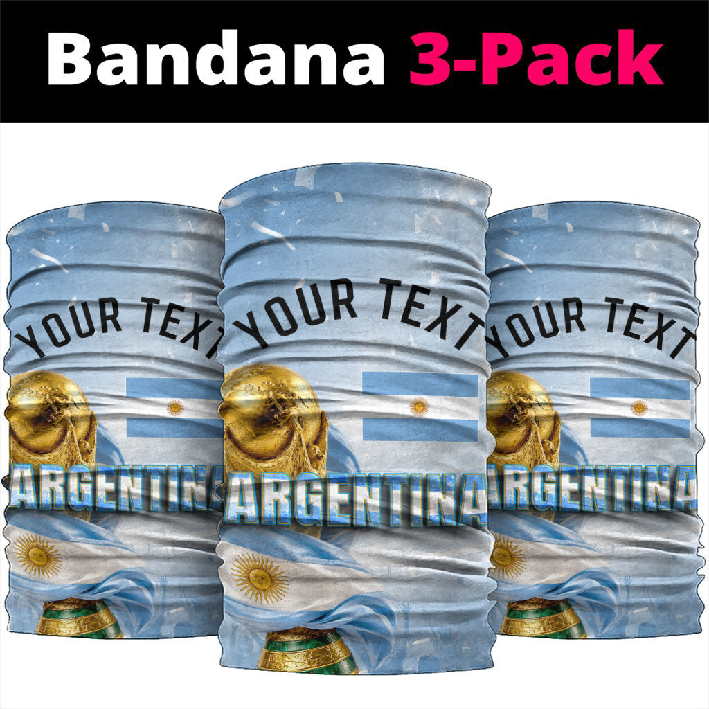 Personalized Argentina Football Champion Trophy Neck Gaiter Flag Soccer Fan Graphic