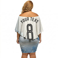 Personalized Argentina Football Champion Trophy Off Shoulder Short Dress Flag Soccer Fan Graphic