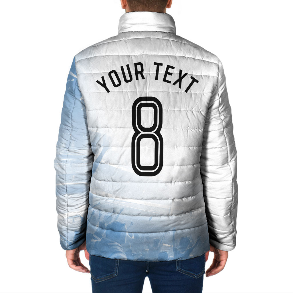 Personalized Argentina Football Champion Trophy Padded Jacket Flag Soccer Fan Graphic