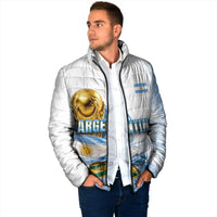 Personalized Argentina Football Champion Trophy Padded Jacket Flag Soccer Fan Graphic