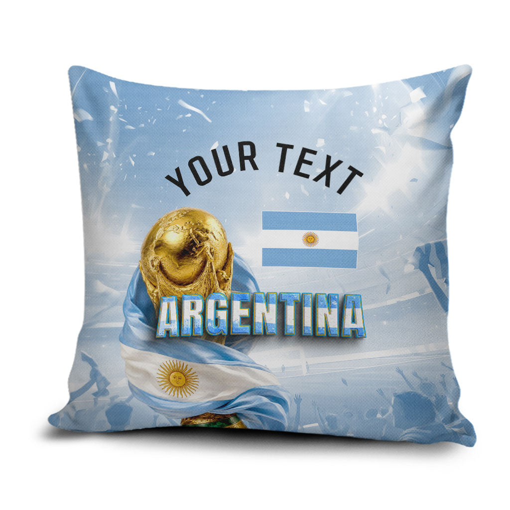Personalized Argentina Football Champion Trophy Pillow Cover Flag Soccer Fan Graphic