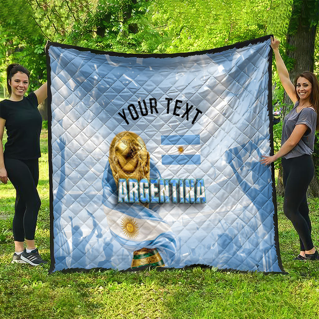 Personalized Argentina Football Champion Trophy Quilt Flag Soccer Fan Graphic