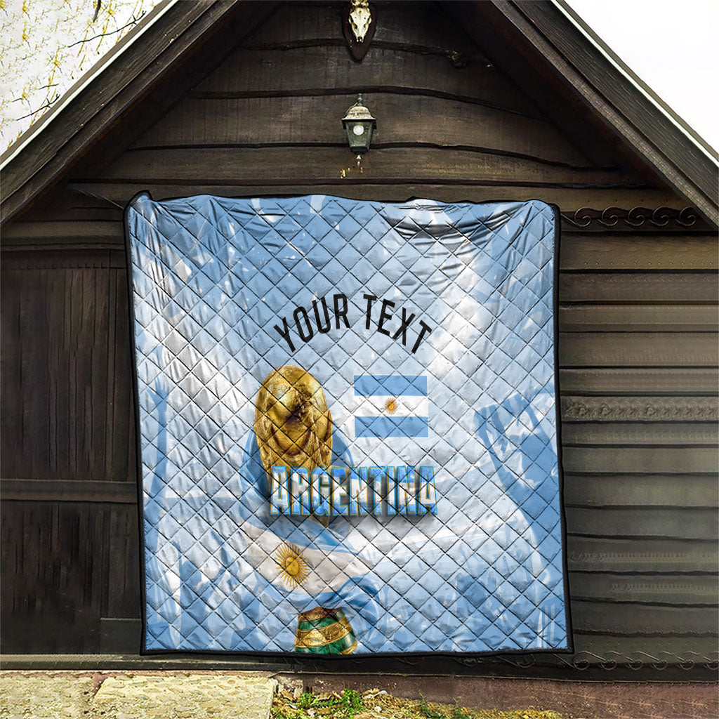 Personalized Argentina Football Champion Trophy Quilt Flag Soccer Fan Graphic