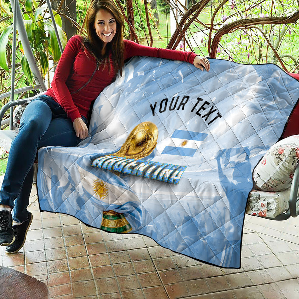 Personalized Argentina Football Champion Trophy Quilt Flag Soccer Fan Graphic