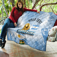 Personalized Argentina Football Champion Trophy Quilt Flag Soccer Fan Graphic