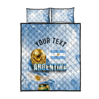 Personalized Argentina Football Champion Trophy Quilt Bed Set Flag Soccer Fan Graphic