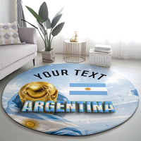 Personalized Argentina Football Champion Trophy Round Carpet Flag Soccer Fan Graphic