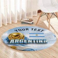 Personalized Argentina Football Champion Trophy Round Carpet Flag Soccer Fan Graphic