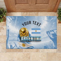 Personalized Argentina Football Champion Trophy Rubber Doormat Flag Soccer Fan Graphic
