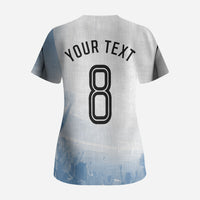 Personalized Argentina Football Champion Trophy Scrub Top Flag Soccer Fan Graphic