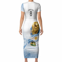 Personalized Argentina Football Champion Trophy Short Sleeve Bodycon Dress Flag Soccer Fan Graphic
