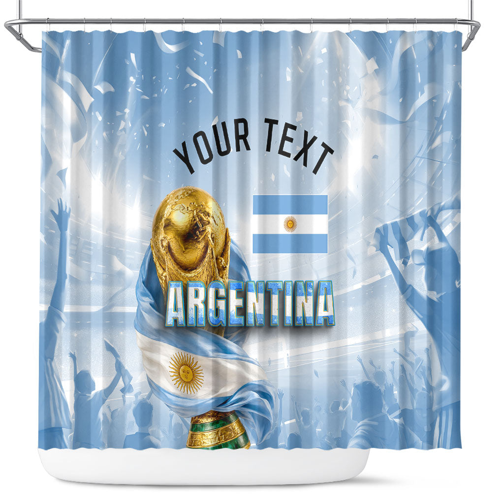 Personalized Argentina Football Champion Trophy Shower Curtain Flag Soccer Fan Graphic