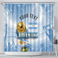 Personalized Argentina Football Champion Trophy Shower Curtain Flag Soccer Fan Graphic
