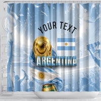 Personalized Argentina Football Champion Trophy Shower Curtain Flag Soccer Fan Graphic