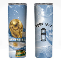 Personalized Argentina Football Champion Trophy Skinny Tumbler Flag Soccer Fan Graphic