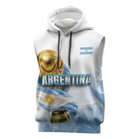 Personalized Argentina Football Champion Trophy Sleeveless Hoodie Flag Soccer Fan Graphic