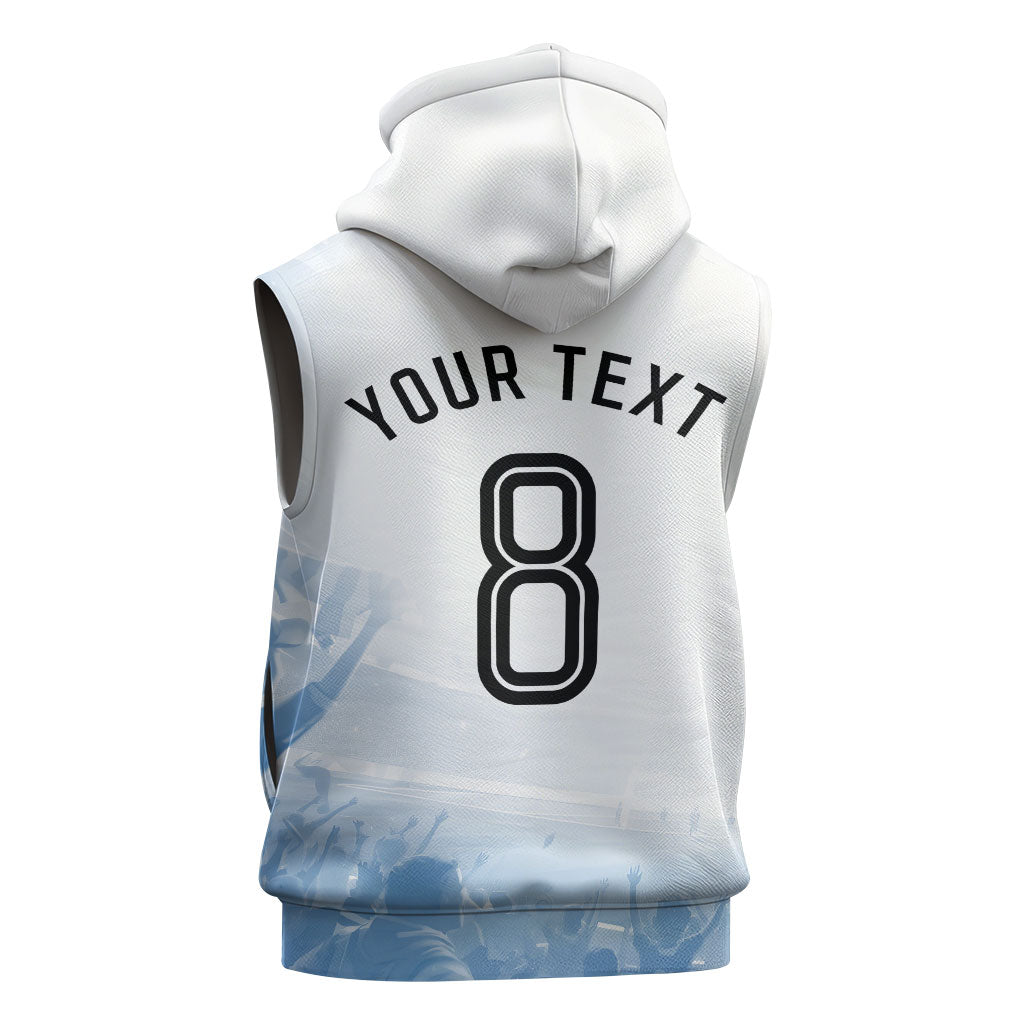 Personalized Argentina Football Champion Trophy Sleeveless Zip Hoodie Flag Soccer Fan Graphic