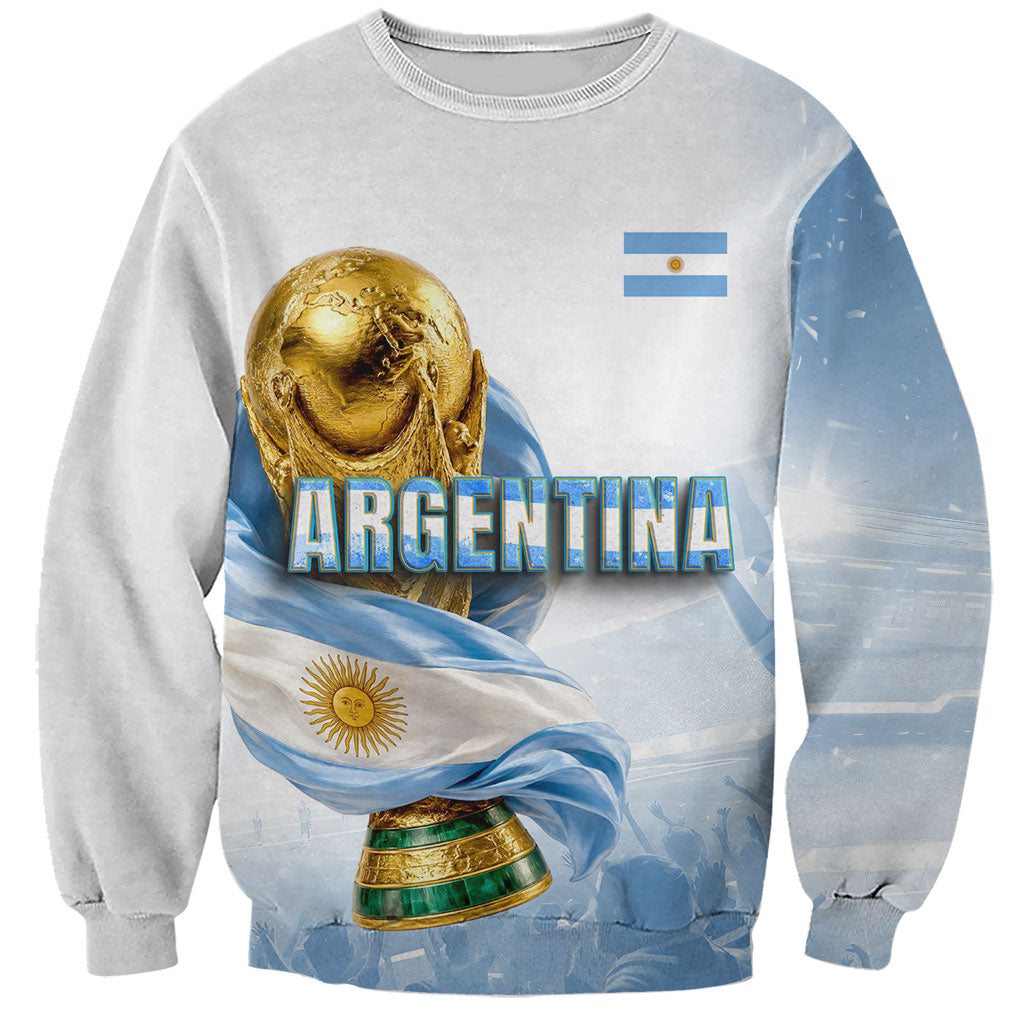 Personalized Argentina Football Champion Trophy Sweatshirt Flag Soccer Fan Graphic