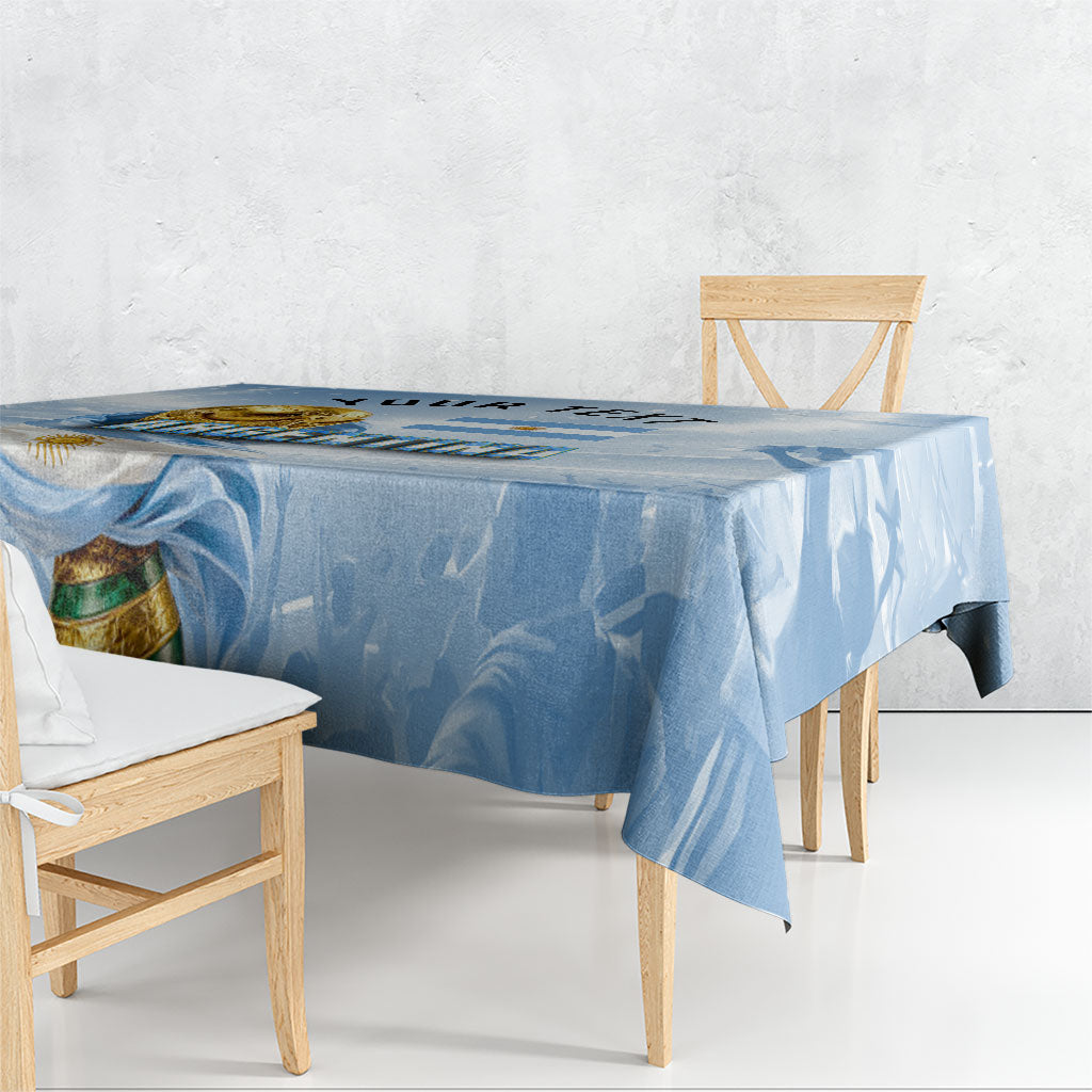 Personalized Argentina Football Champion Trophy Tablecloth Flag Soccer Fan Graphic