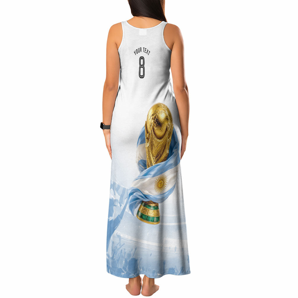 Personalized Argentina Football Champion Trophy Tank Maxi Dress Flag Soccer Fan Graphic