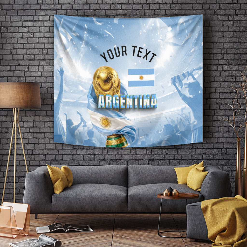 Personalized Argentina Football Champion Trophy Tapestry Flag Soccer Fan Graphic