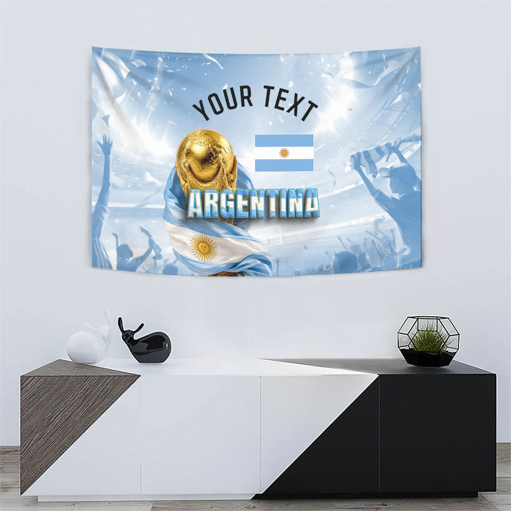 Personalized Argentina Football Champion Trophy Tapestry Flag Soccer Fan Graphic