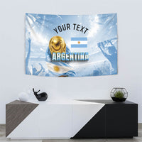 Personalized Argentina Football Champion Trophy Tapestry Flag Soccer Fan Graphic