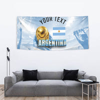 Personalized Argentina Football Champion Trophy Tapestry Flag Soccer Fan Graphic