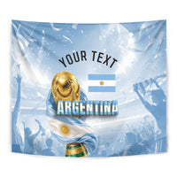 Personalized Argentina Football Champion Trophy Tapestry Flag Soccer Fan Graphic