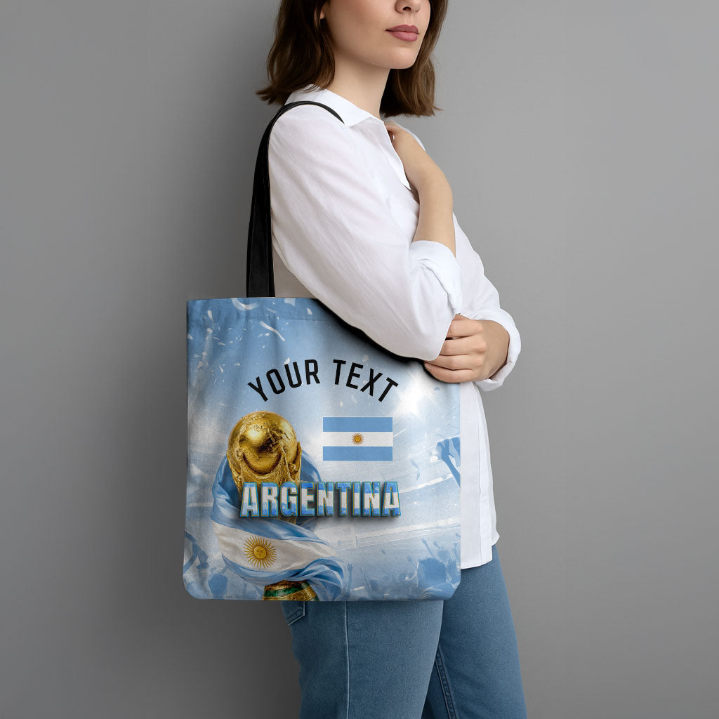 Personalized Argentina Football Champion Trophy Tote Bag Flag Soccer Fan Graphic