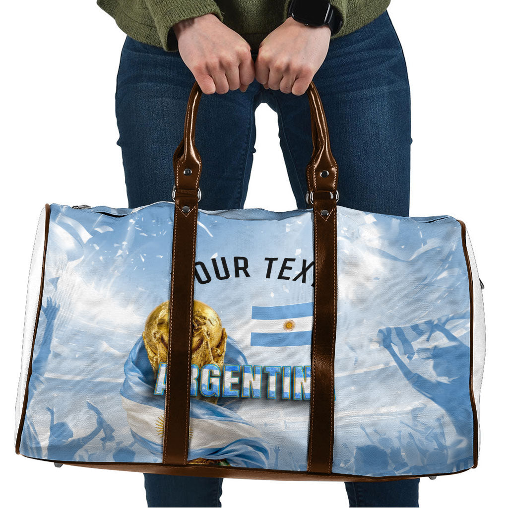 Personalized Argentina Football Champion Trophy Travel Bag Flag Soccer Fan Graphic